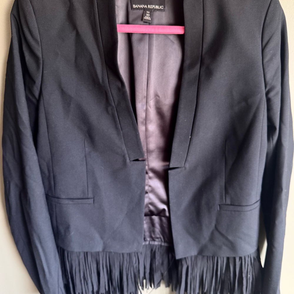 Banana Republic Black Fringe Women's blazer. Size 10 tall.